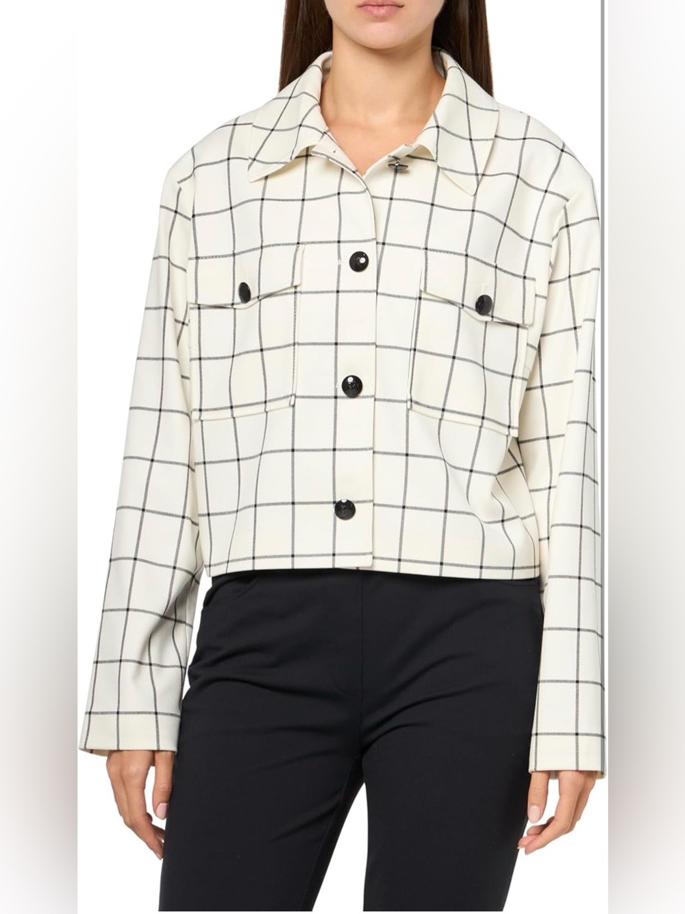 HUGO Women's Big Check Patch Pocket Jacket size 6 NWT